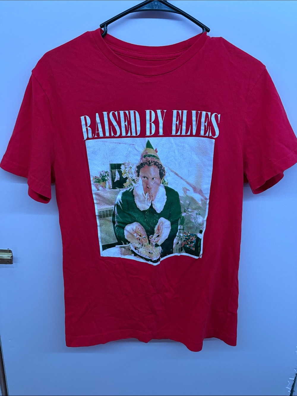 ELF Red "Raised By Elves" Graphic Tee